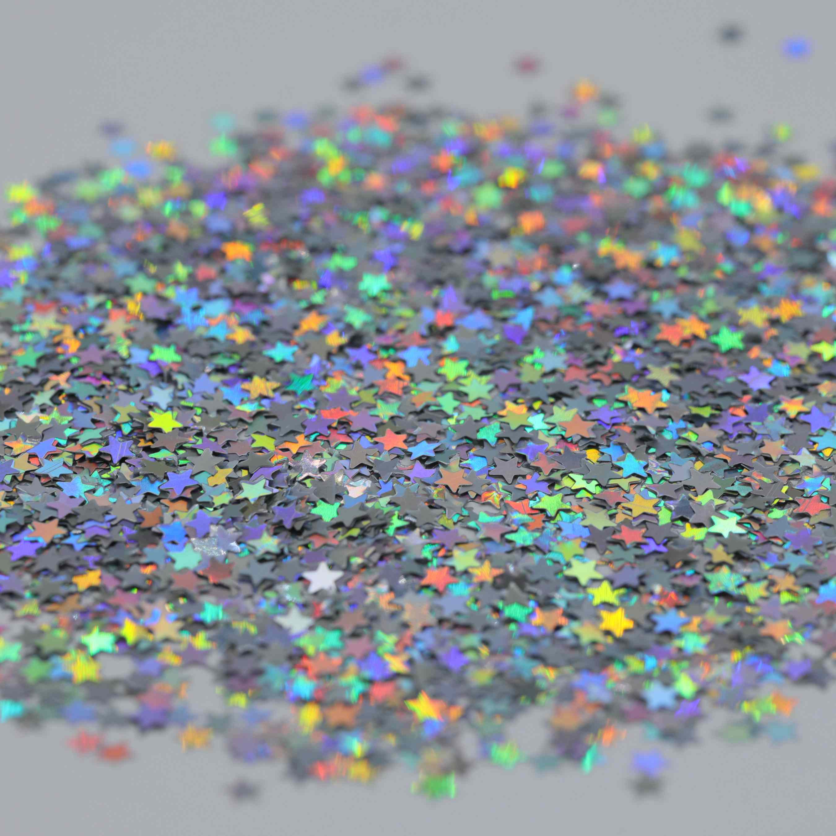Purpurina de estrella plateada holográfica de 3 mm 